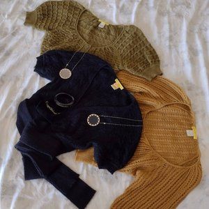 Three 100% Baby Alpaca crochet sweaters by Catherine Malandrino sizes S-M-L